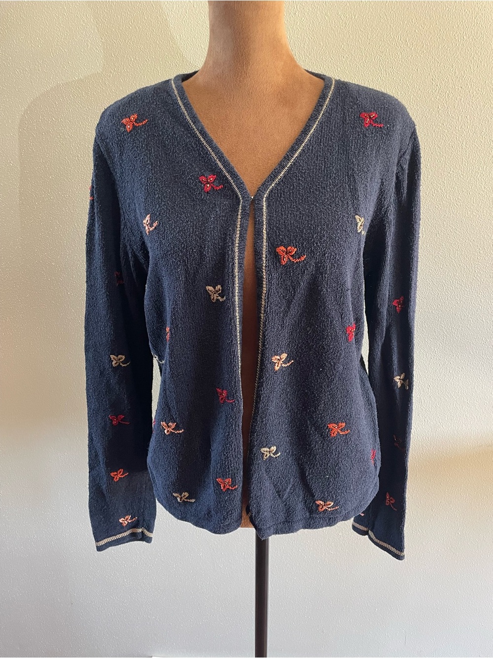Vintage Christopher & Banks Navy Open-Front Cardigan